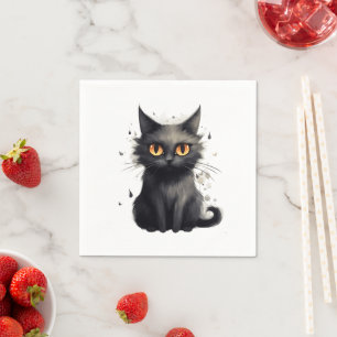 Cute Black Cat Halloween Servet