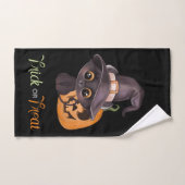 Cute black cat Happy Halloween carved pomkin Handdoek (Handdoek)