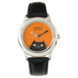 Cute Black Cat Horloge
