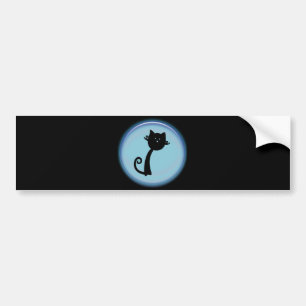 Cute Black cat in blauw 3D-ontwerp Bumpersticker