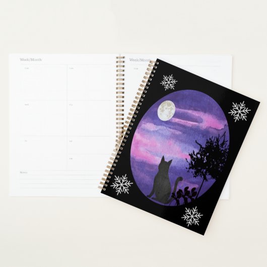 Cute Black Cat inder sky romantic\watercolor (Devant avec enveloppe)