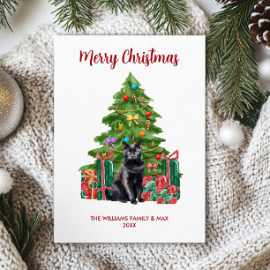 Cute Black Cat Kerstmis Kaart