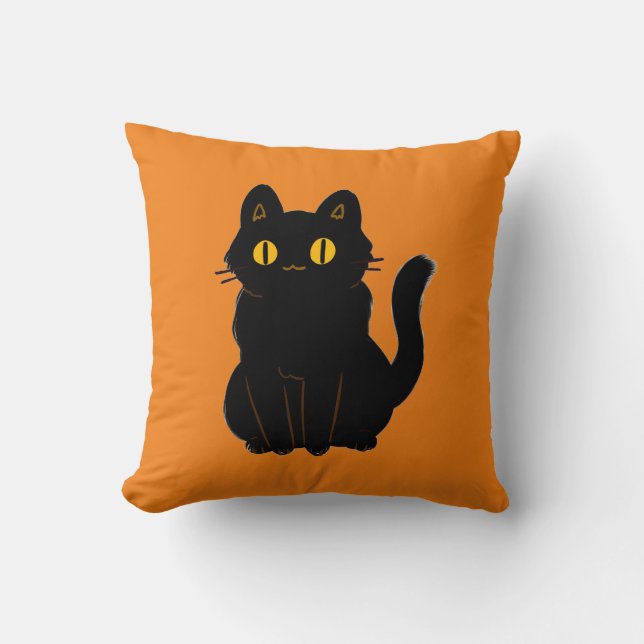 Cute Black Cat Kussen (Voorkant)