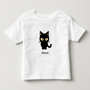 Cute black cat meow cartoon peuter shirt