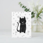 Cute Black Cat met hart. Briefkaart (Staand voorkant)