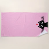 Cute Black Cat met hart Strandlaken (Voorkant)