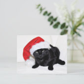 Cute Black Cat met Santa Hat Briefkaart (Staand voorkant)