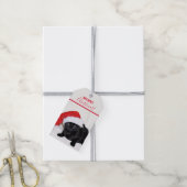 Cute Black Cat met Santa Hat Cadeaulabel (Met Touw)