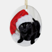 Cute Black Cat met Santa Hat Keramisch Ornament (Rechts)