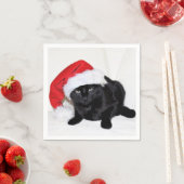 Cute Black Cat met Santa Hat Servet (Insitu)