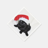 Cute Black Cat met Santa Hat Servet (Hoek)