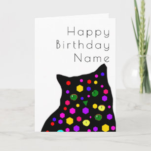 Cute Black Cat Mosaic Art Deco Birthday Card Kaart