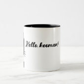 Cute Black Cat Mug - Drôle Hello Hooman Coffee Cup (Centre)