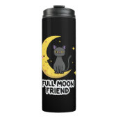 Cute Black Cat on Moon - Full Moon Friend Thermosbeker (Voorkant)