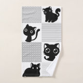 Cute Black Cat Pattern Bad Handdoek (Handdoek)