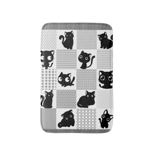 Cute Black Cat Pattern Badmat (Voorkant Verticaal)