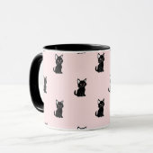 Cute Black Cat Pattern on Pastel Pink Mok (Voorkant links)
