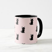 Cute Black Cat Pattern on Pastel Pink Mok (Voorkant rechts)