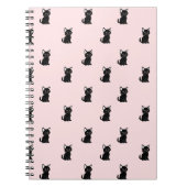 Cute Black Cat Pattern on Pastel Pink Notitieboek (Voorkant)