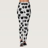 Cute Black Cat Pattern White Leggings (Achterkant)