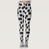 Cute Black Cat Pattern White Leggings (Voorkant)