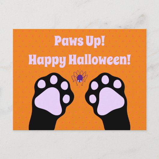 Cute Black Cat Paws Up Halloween Briefkaart (Voorkant)