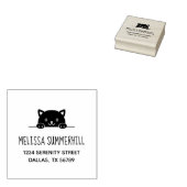 Cute Black Cat Peeking boven adres 2 Rubberstempel (Gestempeld)
