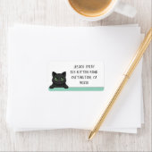 Cute Black Cat Peeking Mint Personalized Etiket (Insitu)