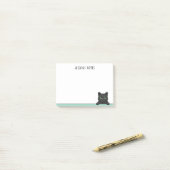 Cute Black Cat Peeking Mint Personalized Post-it® Notes (Op bureau)