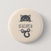 Cute Black Cat Peking achter Custom Name Ronde Button 5,7 Cm (Voorkant)