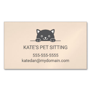 Cute Black Cat Peking Pet Sitting Service Magnetisch Visitekaartje