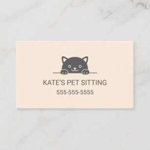 Cute Black Cat Peking Pet Sitting Service Visitekaartje