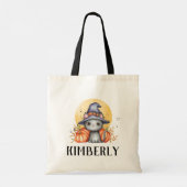 Cute Black Cat Personalized Halloween Tote Bag (Achterkant)