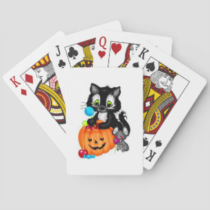 Cute Black Cat, pomkin en muis Pokerkaarten