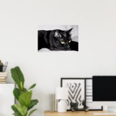 Cute Black Cat Portrait Poster (Thuiskantoor)