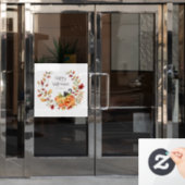 Cute Black Cat, Pumpkin en Autumn Foliage Raamsticker (Kantoordeur)