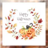 Cute Black Cat, Pumpkin en Autumn Foliage Raamsticker (Vel 2)