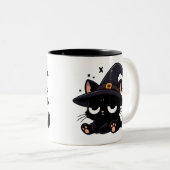 Cute Black Cat & Pumpkin | Two-Sided Halloween Mug (Devant droit)