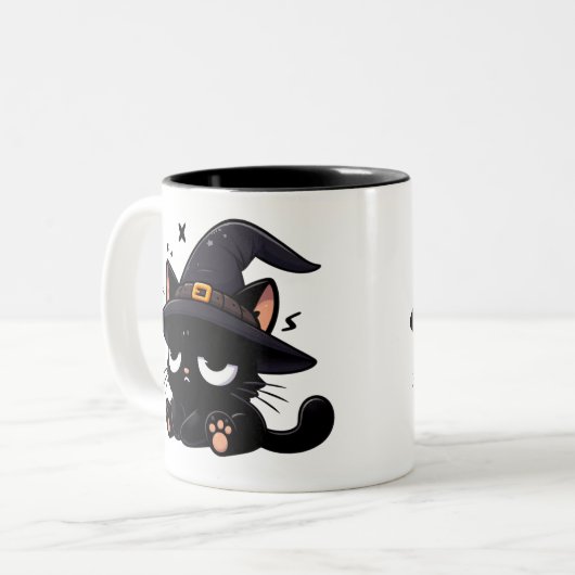 Cute Black Cat & Pumpkin | Two-Sided Halloween Mug (Devant gauche)