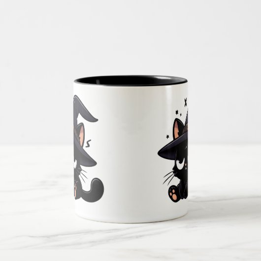 Cute Black Cat & Pumpkin | Two-Sided Halloween Mug (Centre)