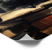 Cute Black Cat Reading a Book Poster (Coin)