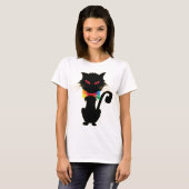 Cute Black Cat Red Eyes Rainbow Colour Design T-shirt (Voorkant volledig)