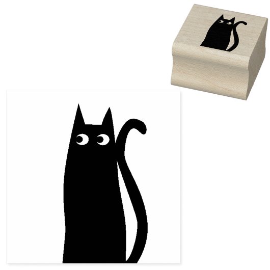 Cute Black Cat Rubberstempel