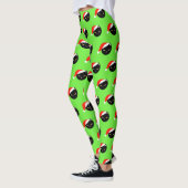 Cute Black Cat Santa Pattern Lime Green Kerstmis Leggings (Links)
