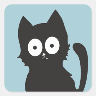 Cute black cat silhouet vierkante sticker