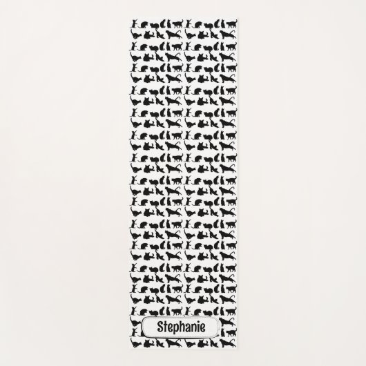 Cute Black Cat Silhouette Pattern - Aangepaste naa Yogamat (Voorkant)