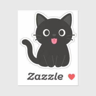 Cute Black Cat Tongue Out Sticker