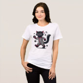 Cute Black Cat Tri-Blend Shirt (Voorkant volledig)