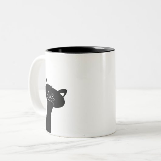 Cute Black Cat Two-Tone Mok (Voorkant links)