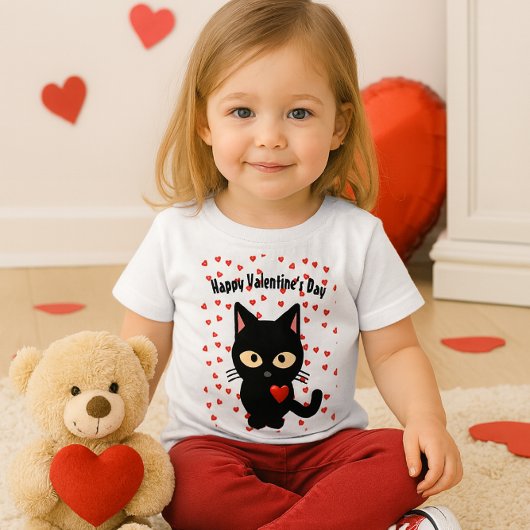 Cute Black Cat Valentijnsdag Holiday Hearts